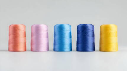 Colorful Thread Spools On Light Gray Background