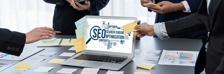 SEO search engine optimization for brisk e-commerce and online retail business showing on computer...