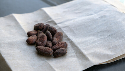 Cocoa beans, close-up view