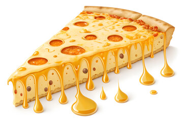 Swiss Cheese Slice with Honey Drizzle on White Background – Close-Up Gourmet Food Concept