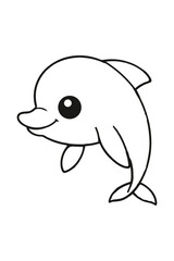 Fototapeta premium Cute dolphin swim dance in the wave coloring page