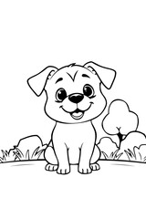 Obraz premium Dog Character Vector Coloring Book Page with Dog Coloring page outline of a cute dog coloring page with Animal character