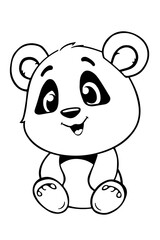 Obraz premium White and black color design Panda coloring page design illustration white background