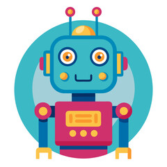 Robot Icon Vector Illustration in Flat Style for Technology and AI Themes

