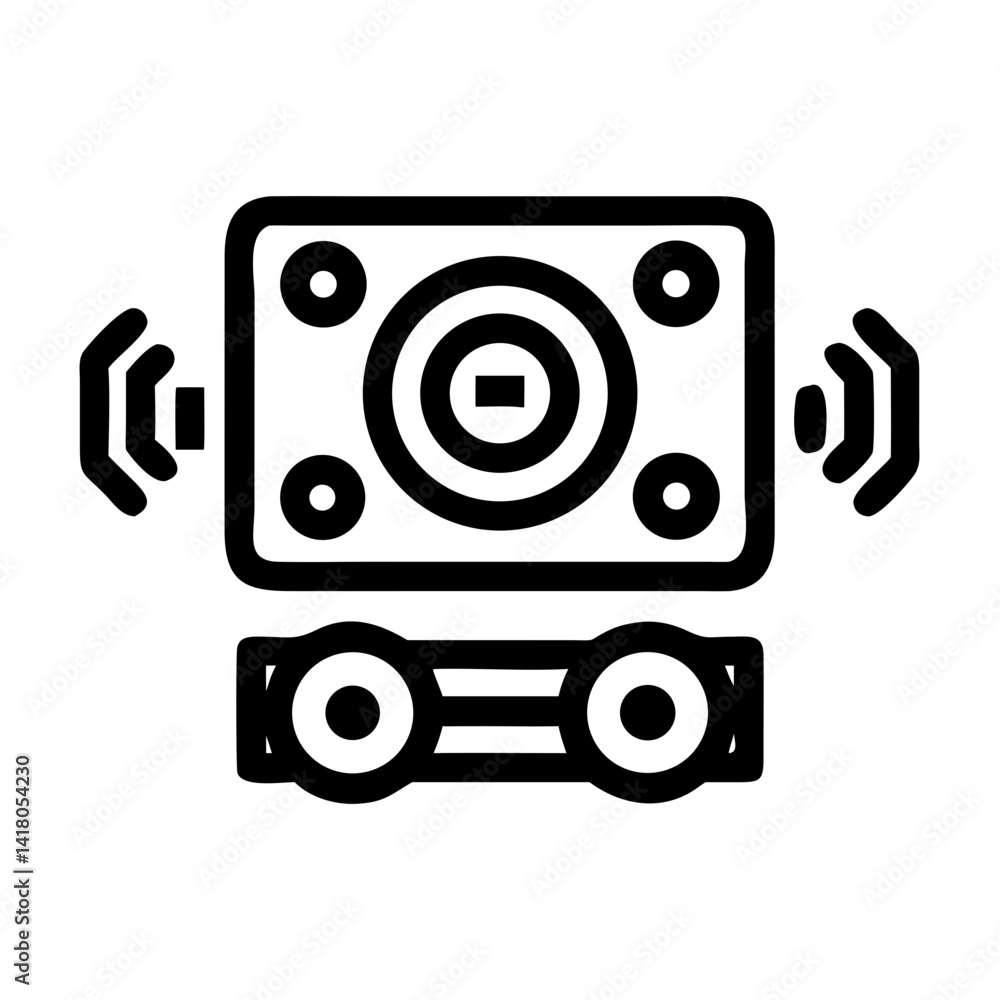 Poster car speaker icon representing audio system and in-vehicle sound experience
