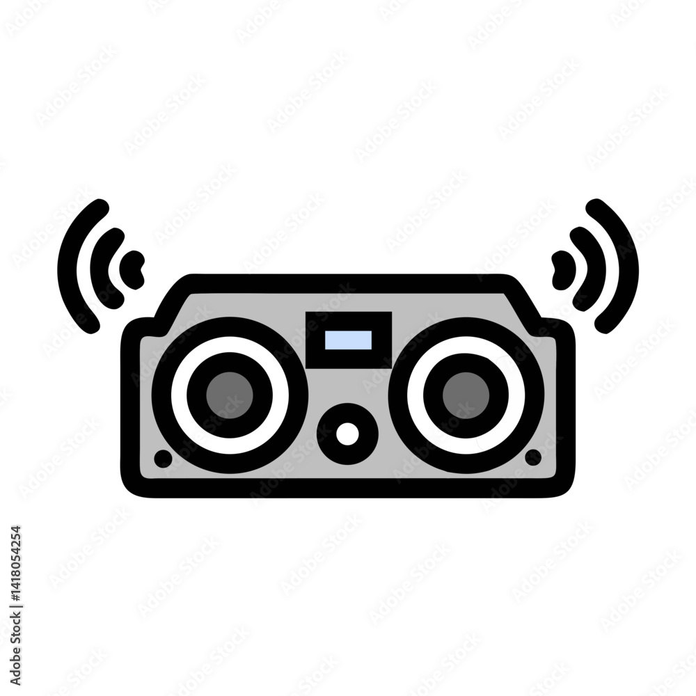Poster car speaker icon representing audio system and in-vehicle sound experience