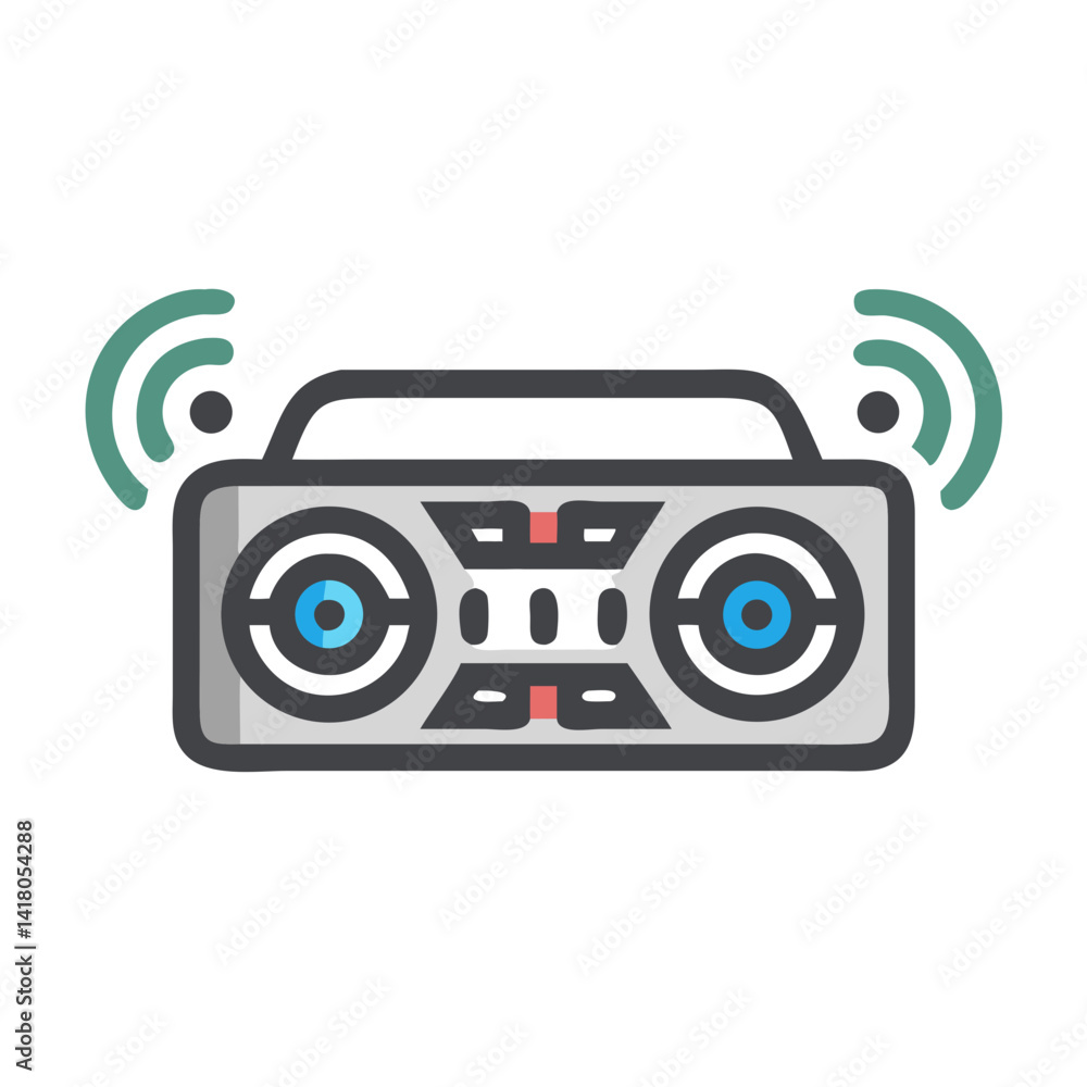 Poster car speaker icon representing audio system and in-vehicle sound experience