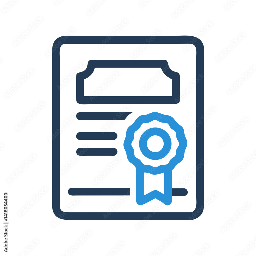 Poster certified document icon representing official certification and validation