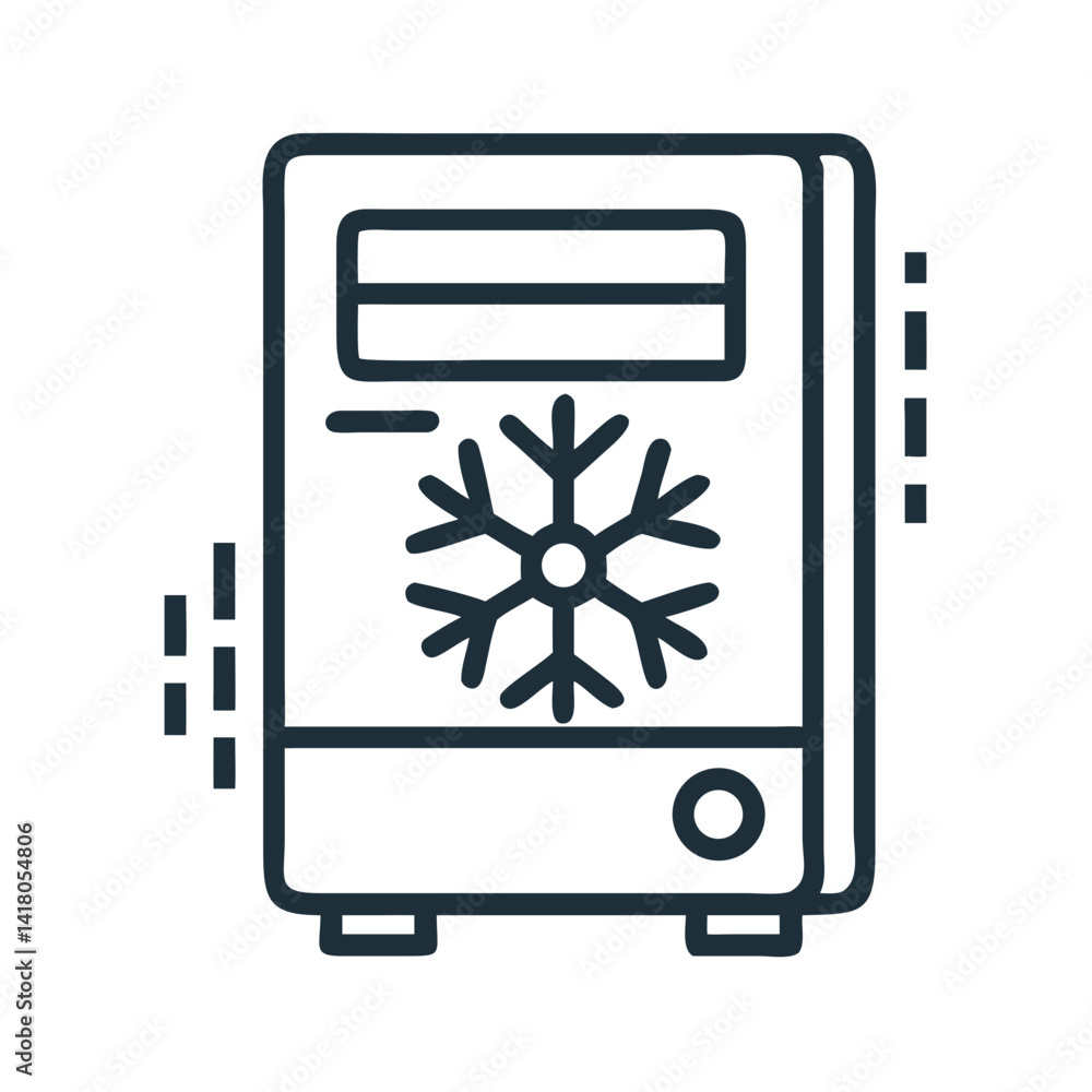 Poster Computer Case with Snowflake Icon Representing Cooling and Thermal Management