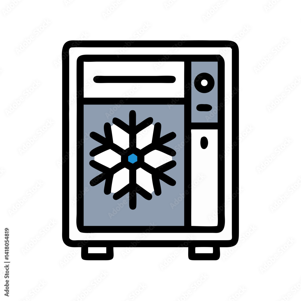 Poster Computer Case with Snowflake Icon Representing Cooling and Thermal Management