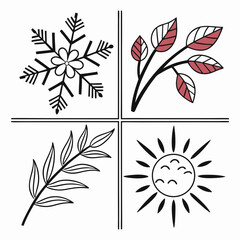 Four Seasonal Dividers Winter Snowflakes Spring  