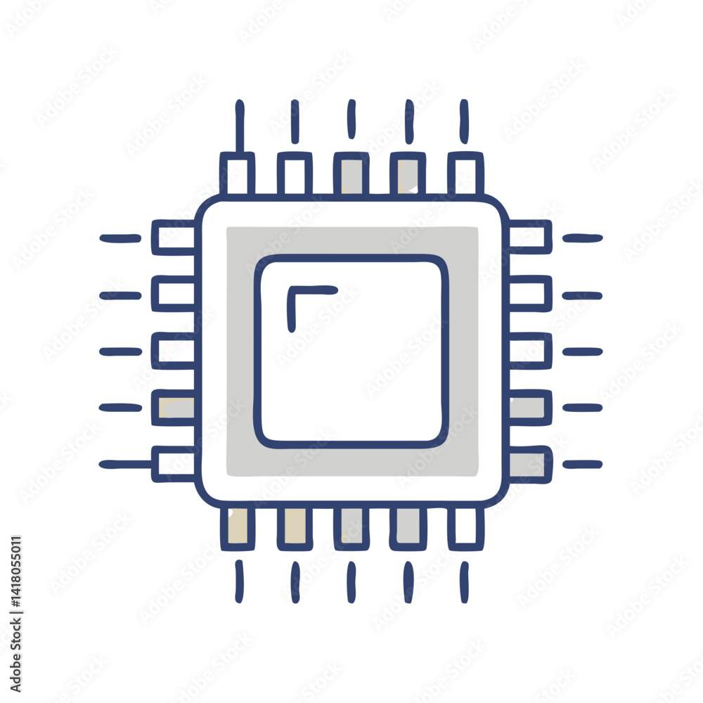 Poster CPU Chip Icon Representing Central Processing Unit and Computing Power
