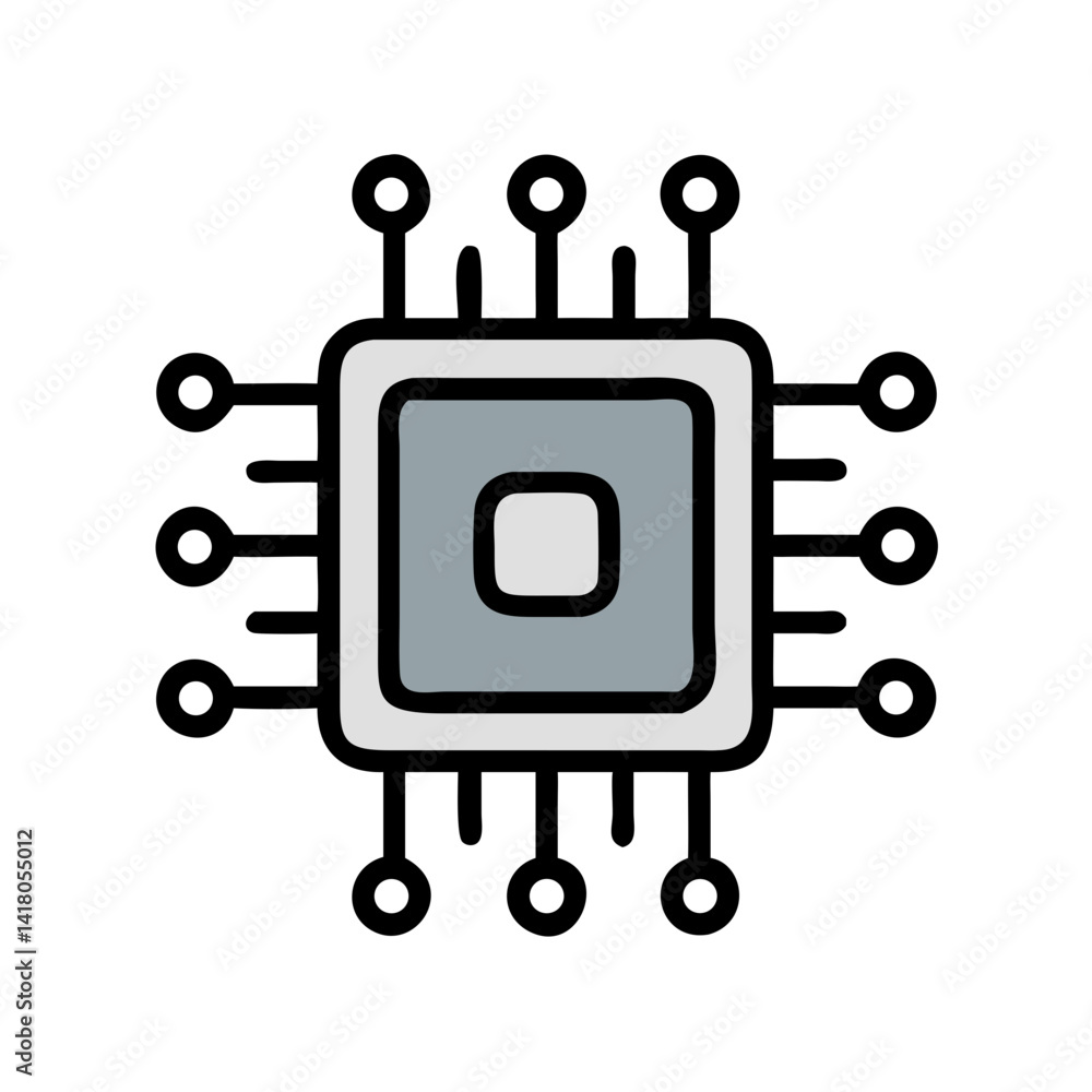 Poster CPU Chip Icon Representing Central Processing Unit and Computing Power
