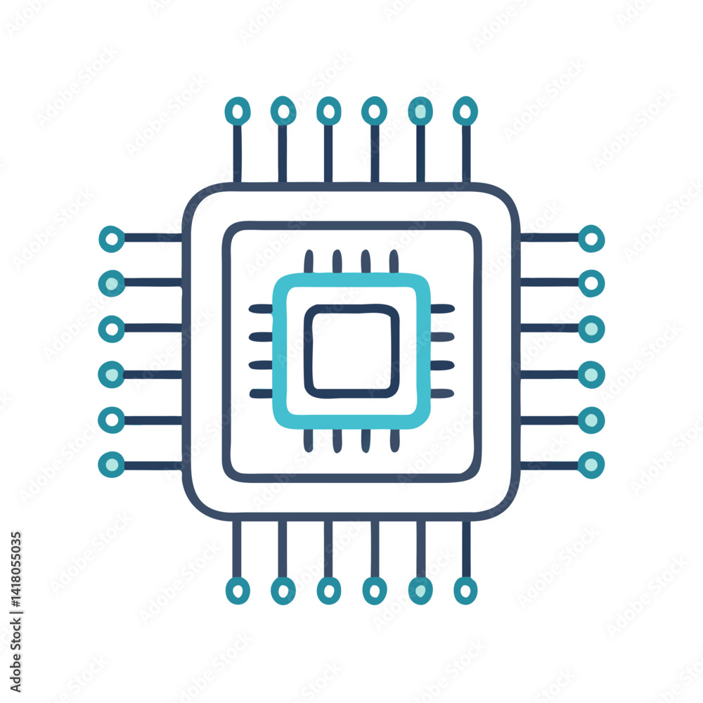 Poster CPU Chip Icon Representing Central Processing Unit and Computing Power