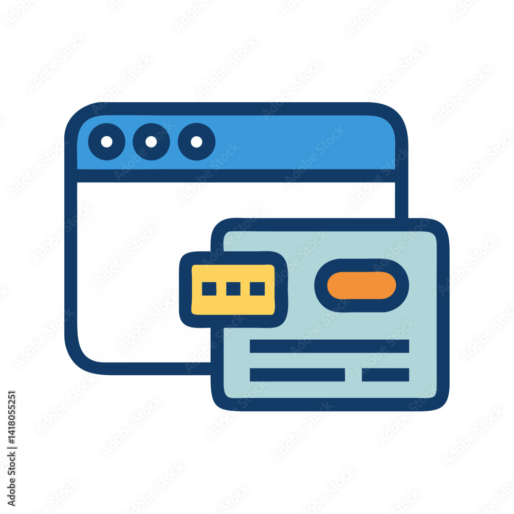 Poster credit card with data icon representing online payment and digital transaction