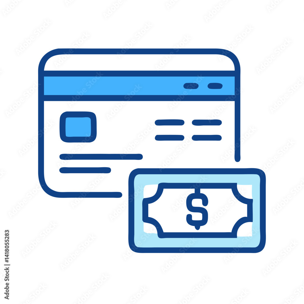 Poster credit card with data icon representing online payment and digital transaction