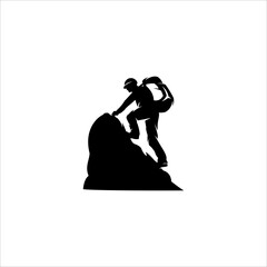 mountain hiking silhouette logo element