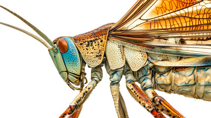 Side profile of an Egyptian grasshopper isolated on transparent background