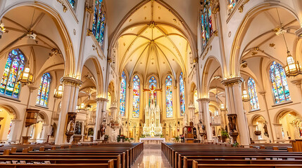 Fototapeta premium Grand Interior Of A Catholic Church