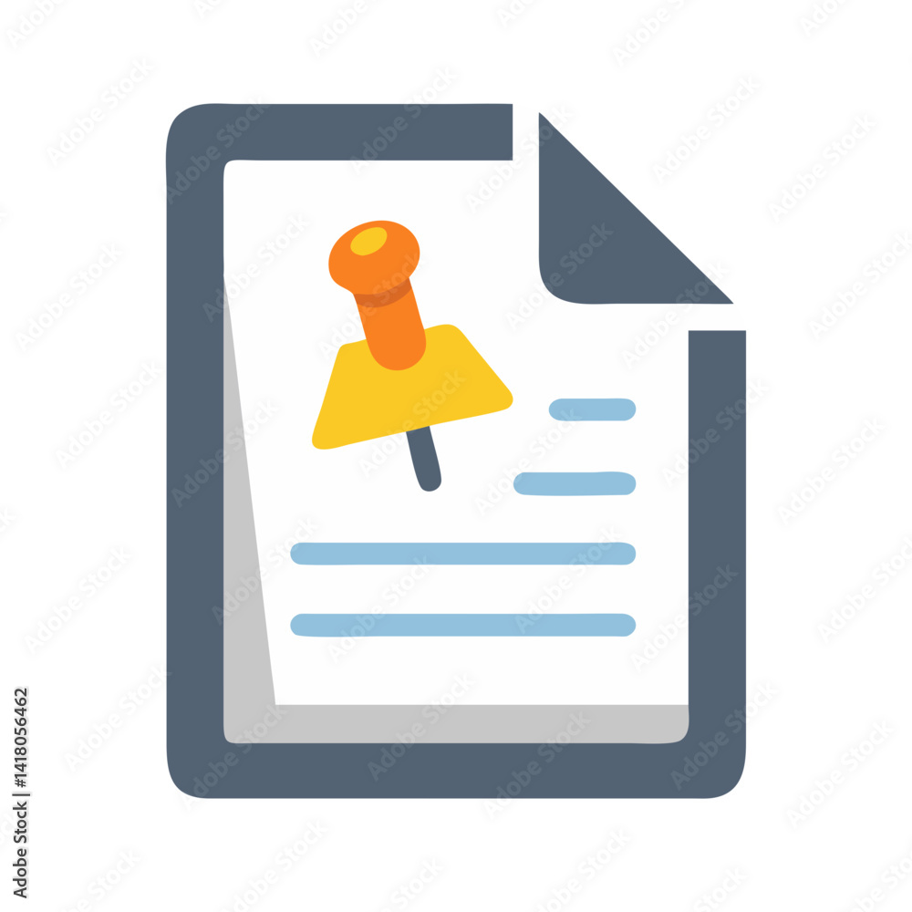Poster folded paper with pin icon representing bulletin board and notice posting