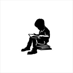 child reading book logo element