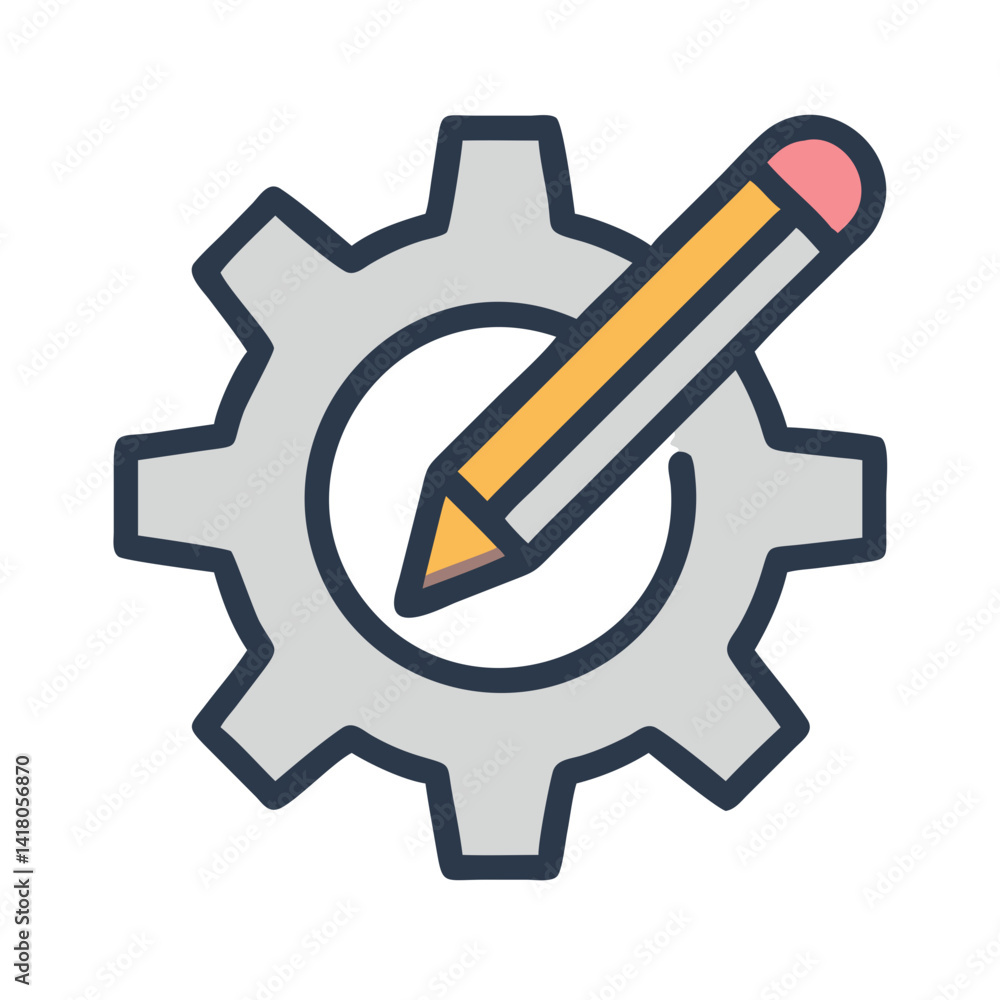 Poster gear with pencil icon representing writing settings and editable configuration tools