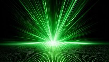 Fototapeta premium Green laser beam light effect isolated on transparent background