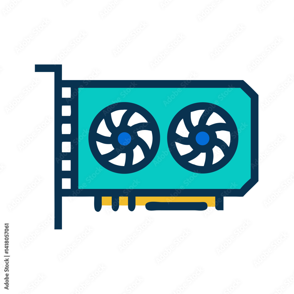 Aufkleber GPU Card Icon Representing Graphics Processing and High-Performance Visual Computing