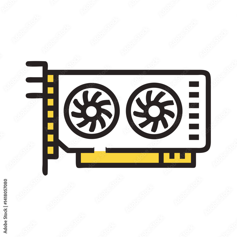 Poster GPU Card Icon Representing Graphics Processing and High-Performance Visual Computing