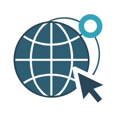 Globe with Pointer Icon Representing Global Business and International Market Reach