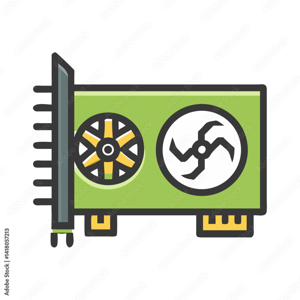 Poster GPU with Wrench Icon Representing Graphics Card Maintenance and Performance Tuning