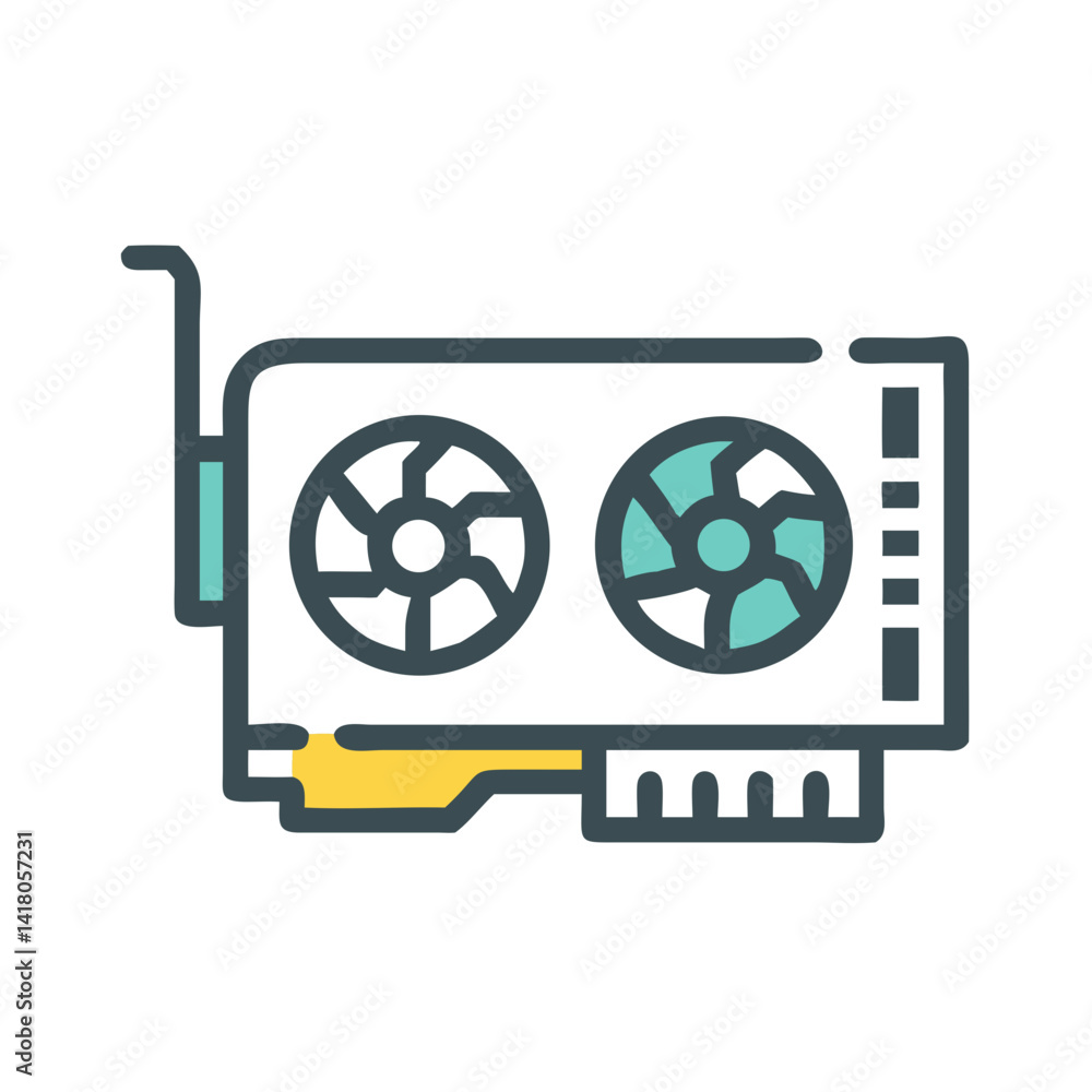 Poster Graphics Card with Chip Icon Representing Video Processing and GPU Rendering Technology