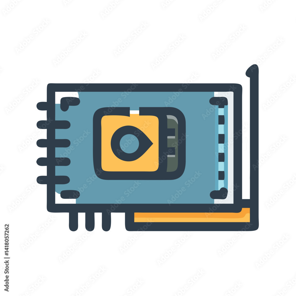 Poster Graphics Card with Chip Icon Representing Video Processing and GPU Rendering Technology