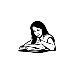 woman reading book silhouette logo element