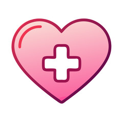 Obraz premium Heart with Medical Cross Icon Representing Health Care and Medical Support Services