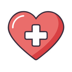Obraz premium Heart with Medical Cross Icon Representing Health Care and Medical Support Services