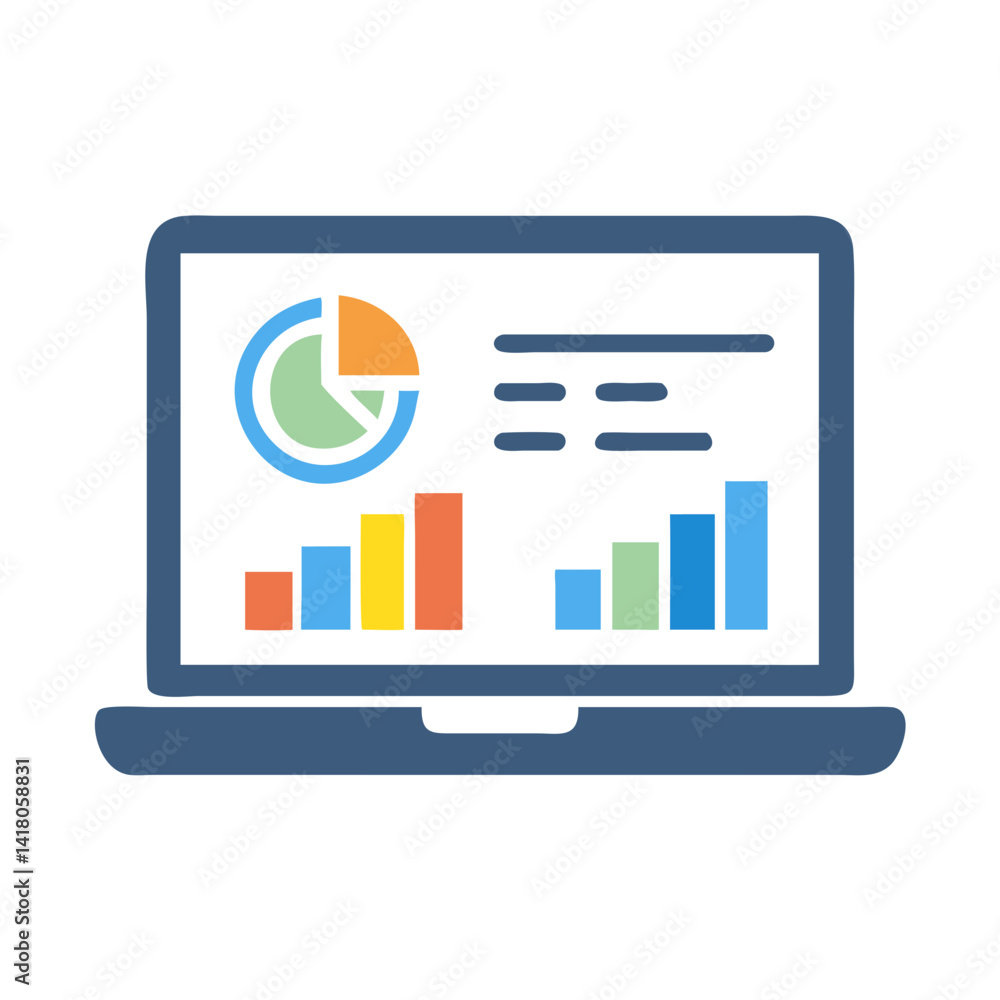 Leinwandbilder Laptop Screen Icon Representing Business Dashboard and Data Analytics Interface