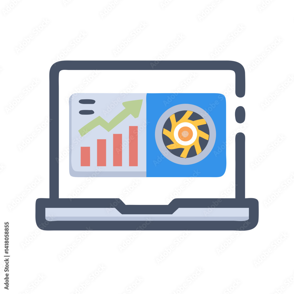 Aufkleber 
Laptop with GPU Stats Icon Representing Hardware Monitoring and Graphics Performance Analysis