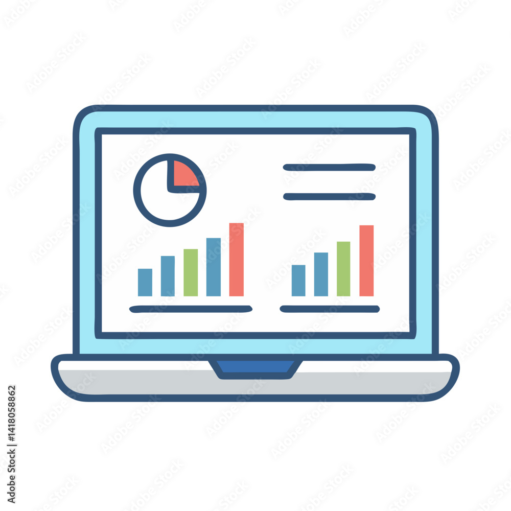 Poster Laptop Screen Icon Representing Business Dashboard and Data Analytics Interface
