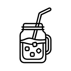 Obraz premium Mason Jar with Straw Icon Representing Layered Tea and Artisan Beverage Presentation