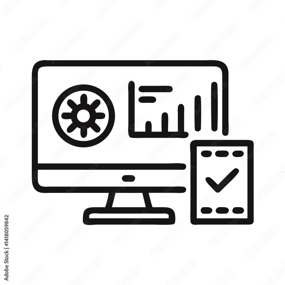 Poster Monitor and GPU Icon Representing Display Performance and Graphics Rendering Capability