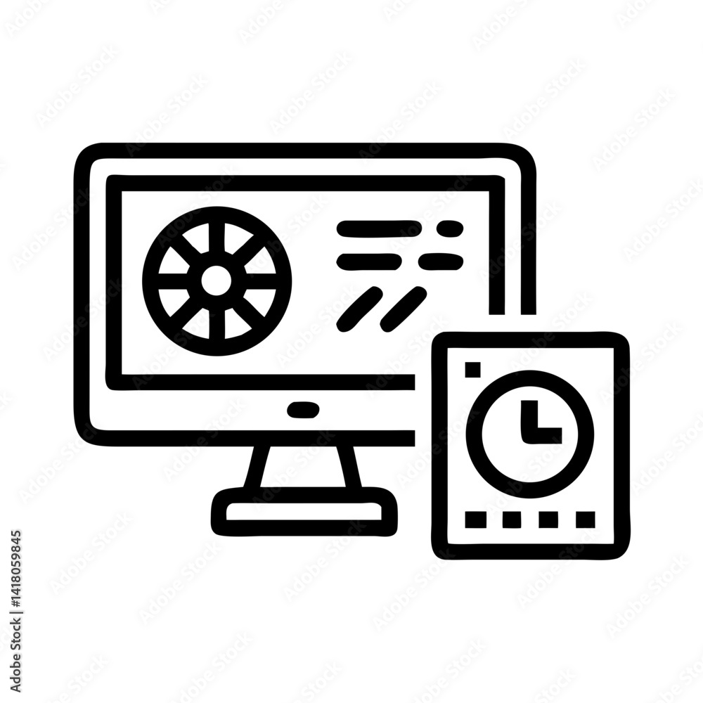 Poster Monitor and GPU Icon Representing Display Performance and Graphics Rendering Capability