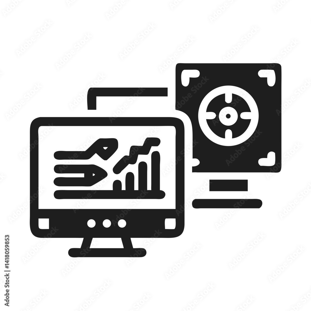 Poster Monitor and GPU Icon Representing Display Performance and Graphics Rendering Capability