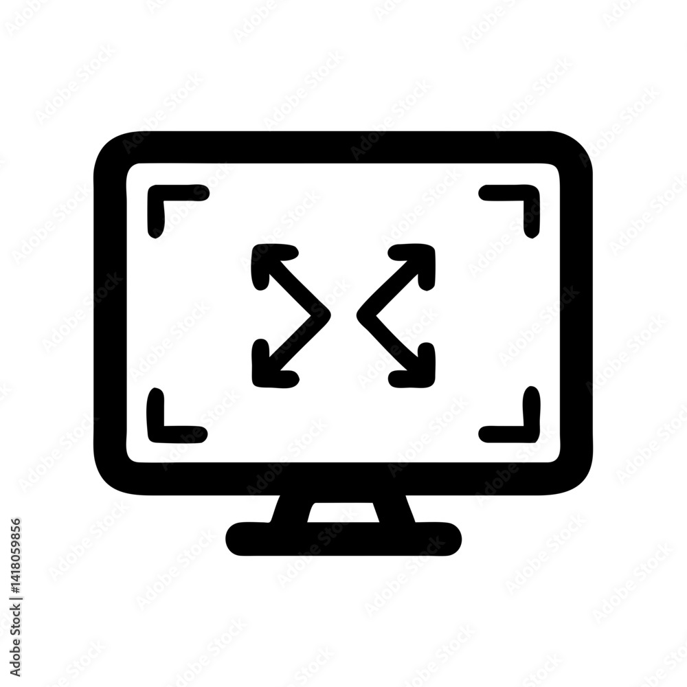 Poster Monitor with Arrows Icon Representing Display Adjustment and Screen Orientation Control
