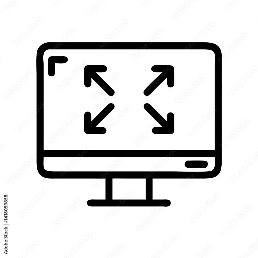 Poster Monitor with Arrows Icon Representing Display Adjustment and Screen Orientation Control