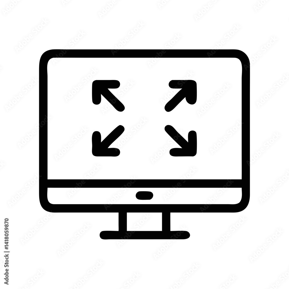 Poster Monitor with Arrows Icon Representing Display Adjustment and Screen Orientation Control