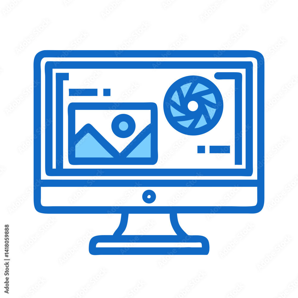 Poster Monitor with GPU Icon Representing Graphics Display and Visual Performance Processing