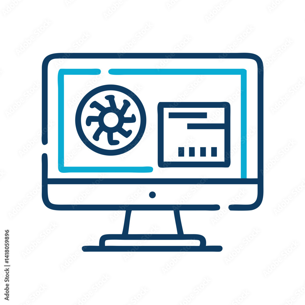 Poster Monitor with GPU Icon Representing Graphics Display and Visual Performance Processing