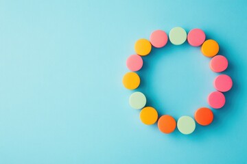 Colorful Dot Chart Arranged in a Circular Pattern for a Numeric Test on a Blue Background