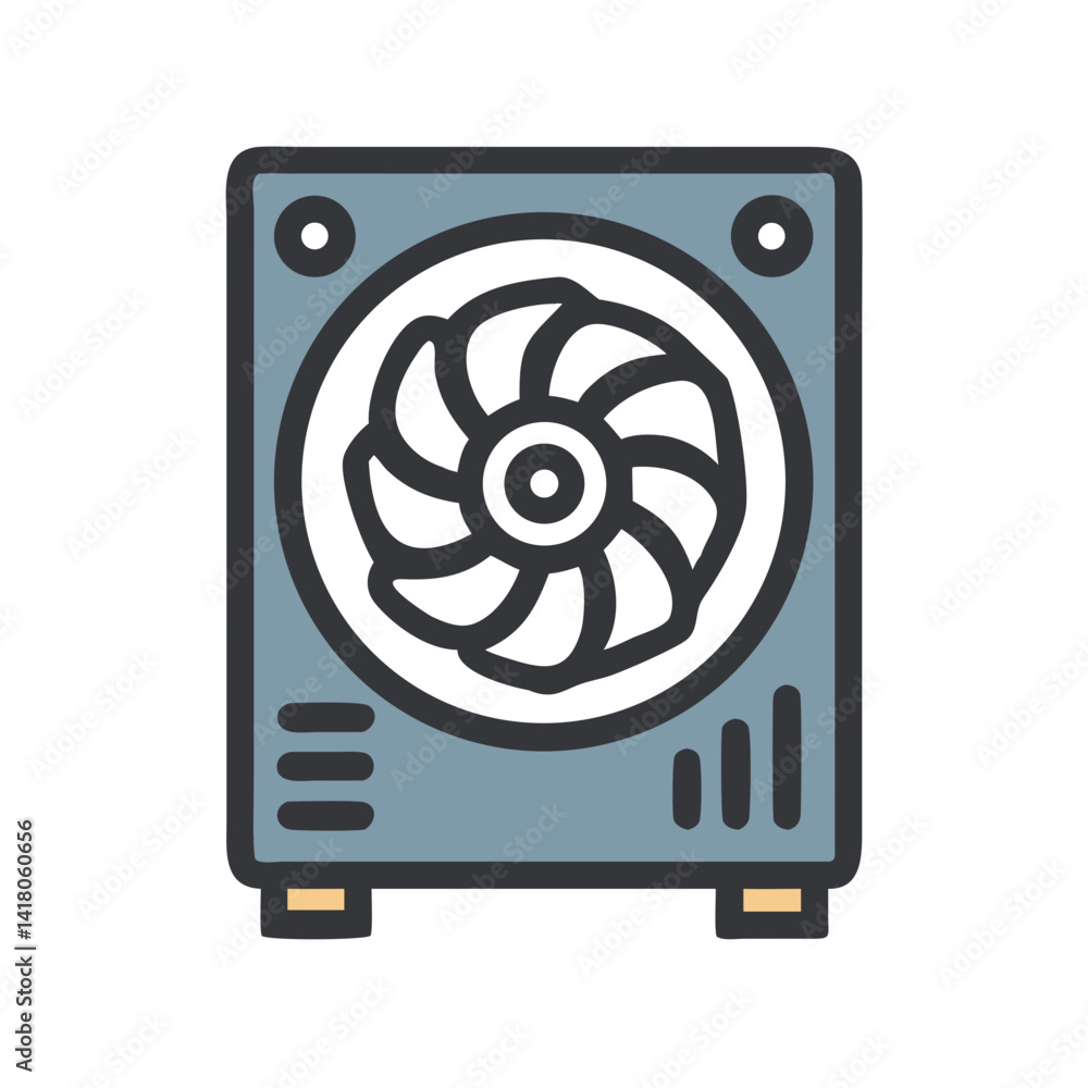 Aufkleber pc case with fan icon representing cooling system and thermal management hardware